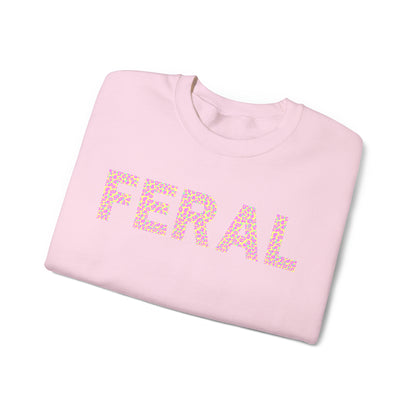 FERAL Neon Cheetah Lettering Crewneck Sweatshirt